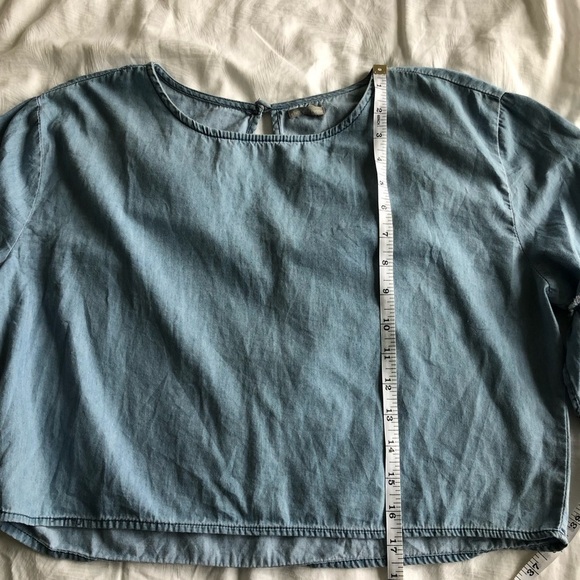 𝅺Charlotte Russe Bell Sleeved Chambray Denim Shirt - Picture 10 of 12